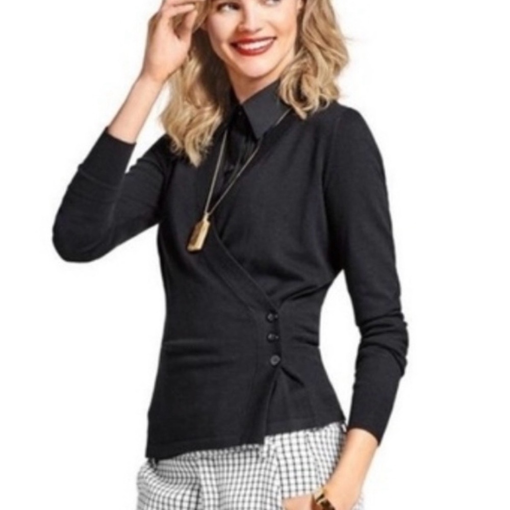 CAbi Black Wrap Cardigan Sweater